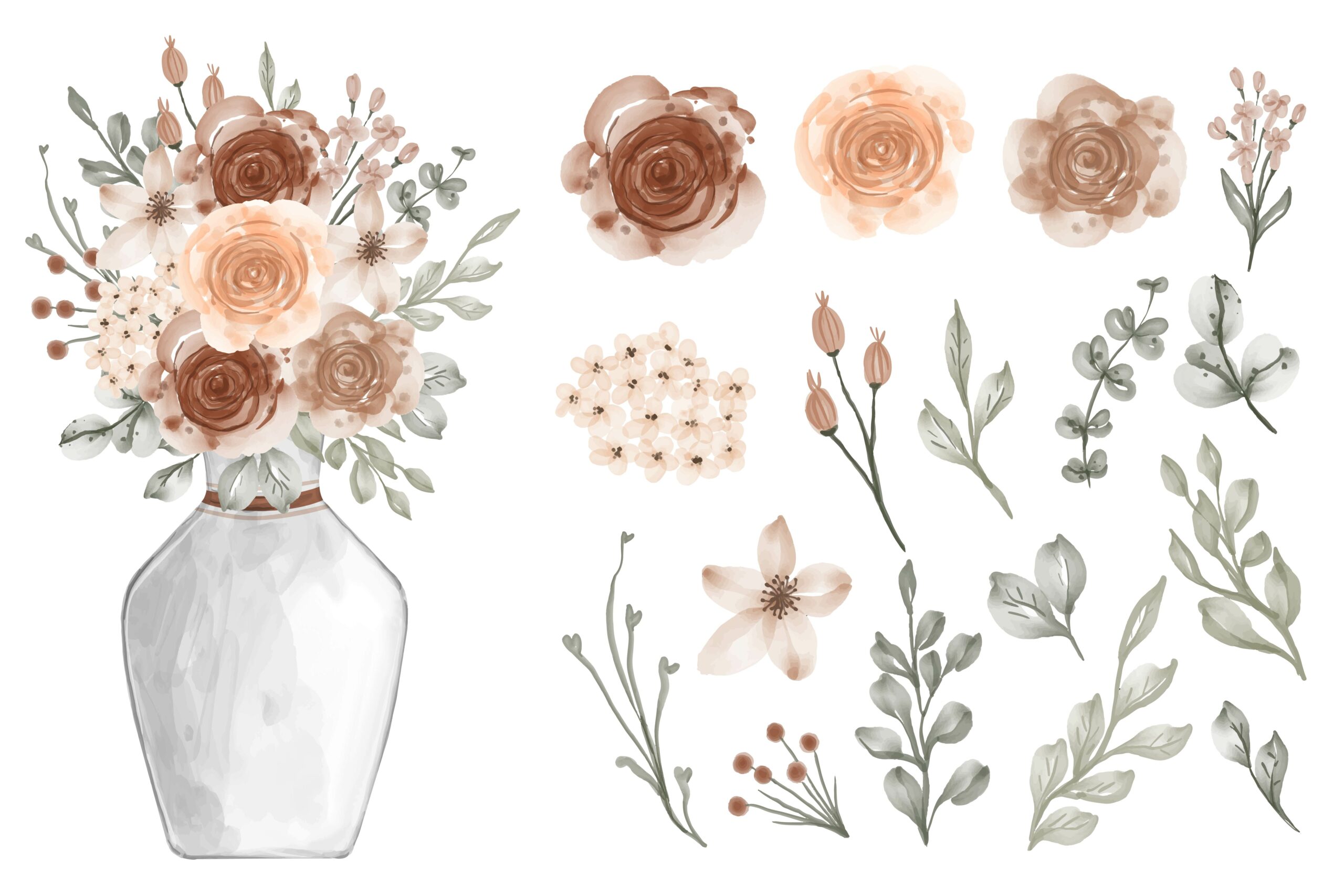 arte com vaso e arranjo de flores